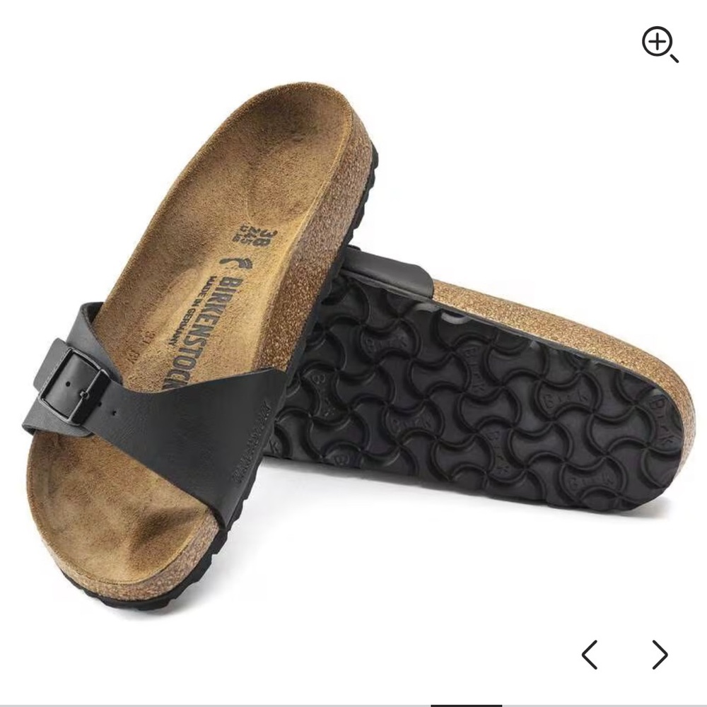 Birkenstock Black Madrid Leather Slide Sandals